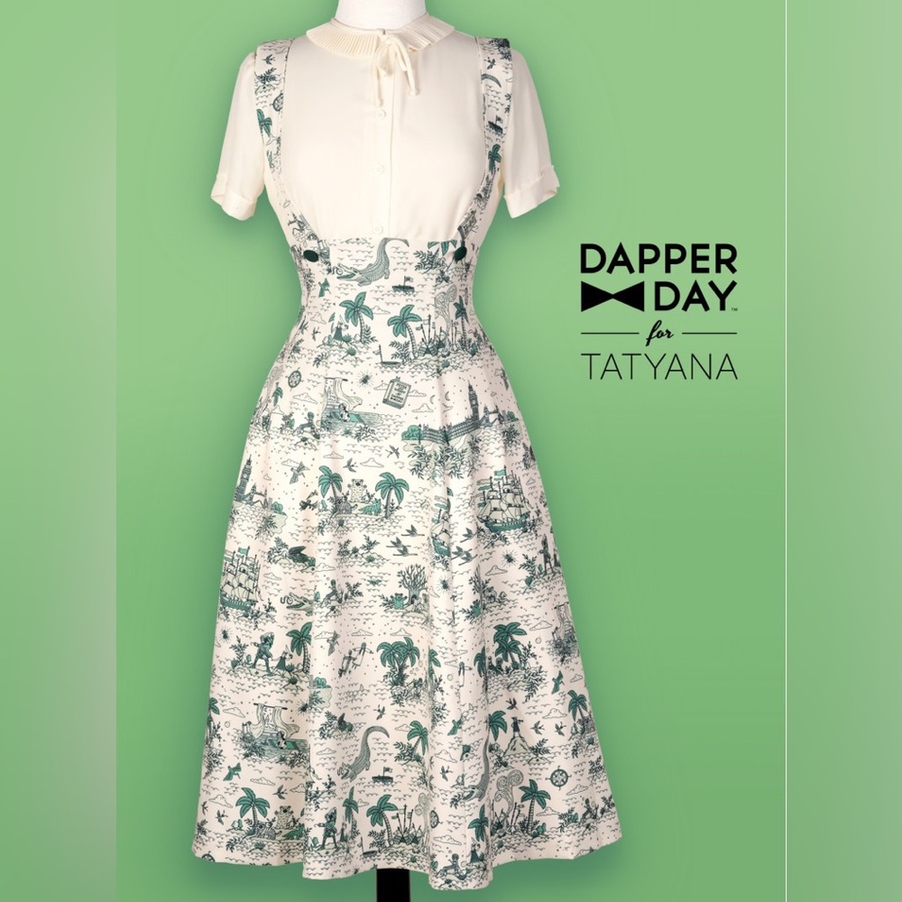 Dapper Day Tatyana Pinafore Jumper Skirt in Neverland Print